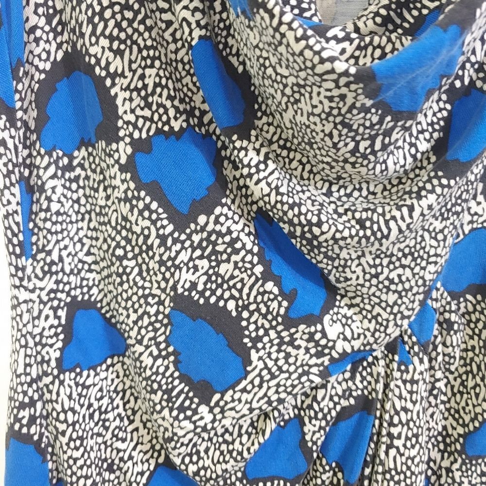 Diane Von Furstenberg Silk Dress Noe Size 4 Cheetah Print Black White Blue - Picture 8 of 9